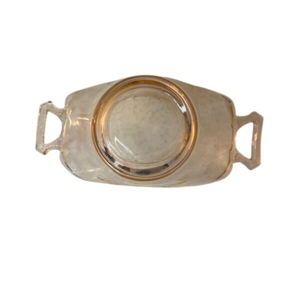 Vintage Pink Depression Glass Etched Floral Bowl With Dual Handles - Picture 5 of 7